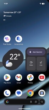 Google Pixel UI baseado em Android 16: Homescreen