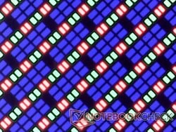 Subpixels RGB nítidos em uma tela sensível ao toque brilhante
