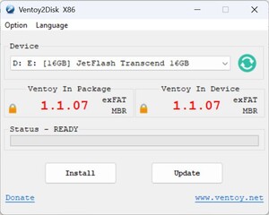 Inicie o Ventoy - escolha o stick - instalar