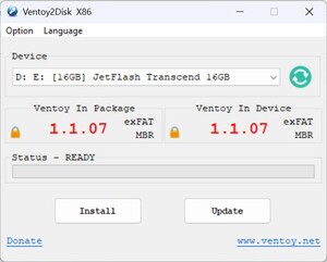 Inicie o Ventoy - escolha o stick - instalar
