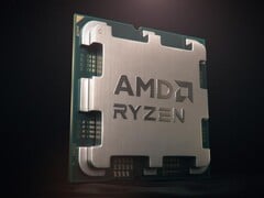 Uma renderização de chip shot da aparência de uma moderna CPU AMD Ryzen baseada em AM5