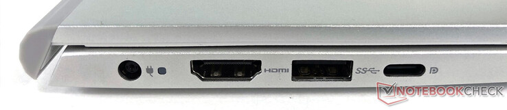 Esquerda: Fonte de alimentação, HDMI 1.4, USB 3.2 Gen 1 Tipo A, USB 3.2 Gen 2 Tipo C (DP/PD)