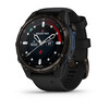 The Descent Mk3i - 43 mm Carbon Gray DLC Titanium com pulseira de silicone preta. (Fonte da imagem: Garmin)