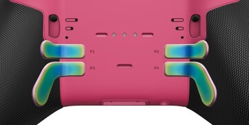 A placa traseira rosa e as pás traseiras