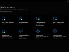 O painel do aplicativo Segurança do Windows exibindo o menu “Visão geral da segurança”.