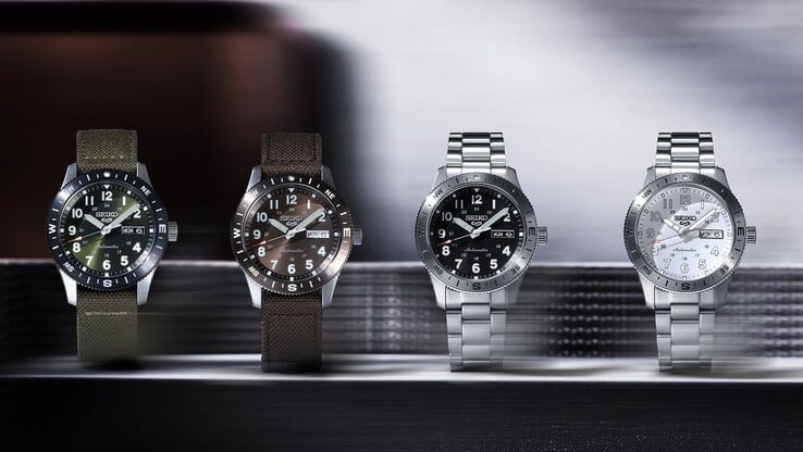 Série Seiko Sports 5 Field (da esquerda para a direita: HDB008, HDB009, HDB006, HDB007)