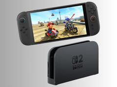 Nintendo Switch 2 mostrado acima doca (Fonte da imagem: Nintendo of America com edições)