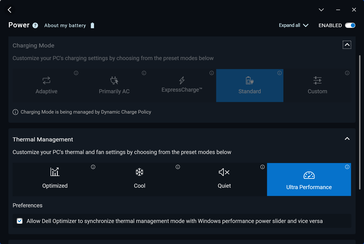 Configurações do perfil de energia