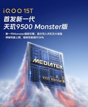 Dimensity 9500 Monster Edition confirmado para o iQoo 15T.