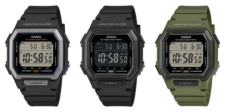Da esquerda para a direita: os relógios Casio W-738H-1AV, W-738H-1BV e W-738H-3AV