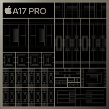 Os esquemas do Apple A17 Pro. (Fonte: Apple)