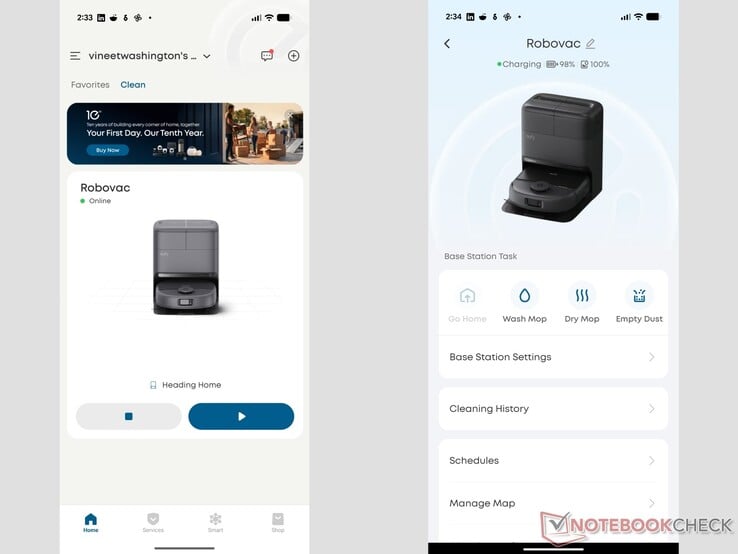interface do aplicativo eufy para o Omni C28.