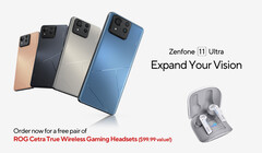 O Zenfone 11 Ultra é vendido por US$ 100/€ 100 a menos do que o ROG Phone 8. (Fonte da imagem: ASUS)