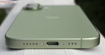 Parte inferior: alto-falante, USB-C 2.0, microfone
