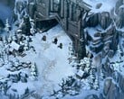 Uma imagem que mostra uma paisagem nevada em Thronebreaker: The Witcher Tales.