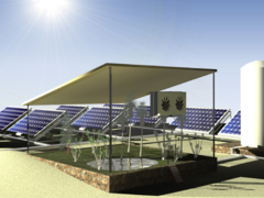 Um diagrama mostra como você poderia usar o painel solar para cultivar culturas em condições áridas. (Fonte de imagem: Cell Reports Physical Science)