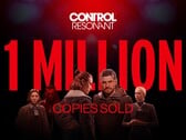 Um banner anunciando que Control Resonant vendeu 1 milhão de cópias