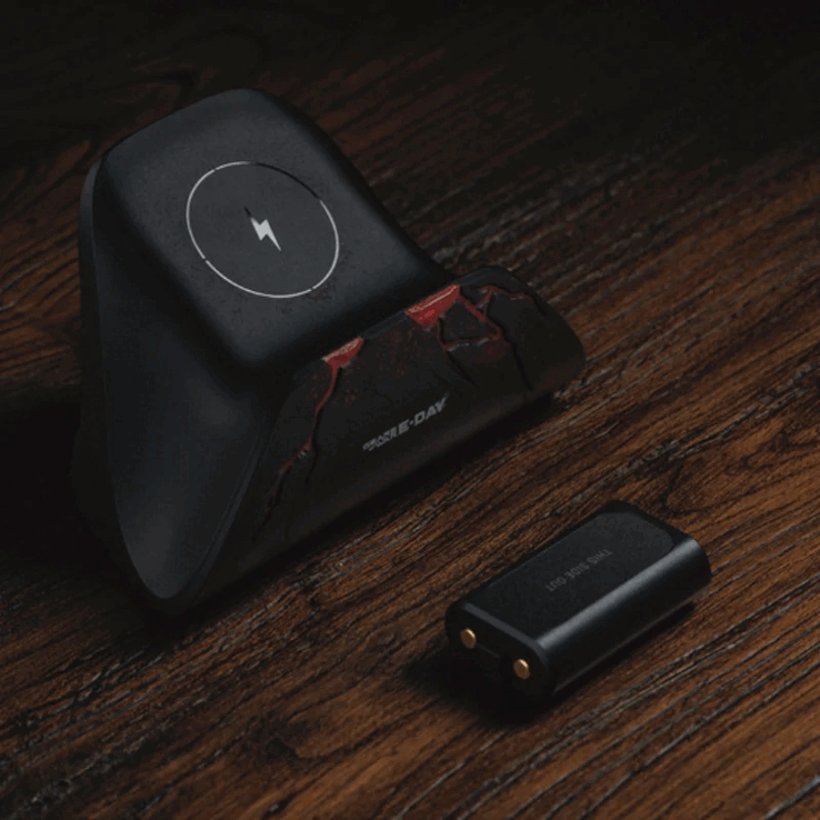 A Base de Carregamento 8BitDo Ultimate para Controles do Xbox — Gears of War: E-Day vem com uma bateria sem fio.