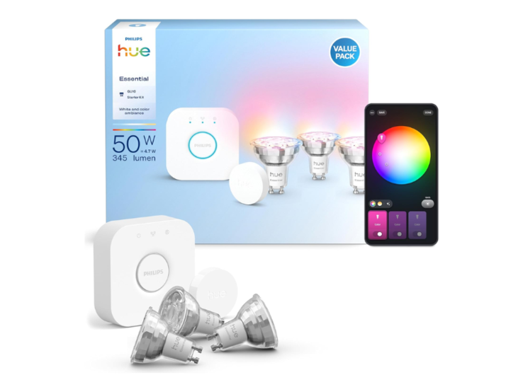 O kit inicial Philips Hue Essential com lâmpadas GU10. (Fonte da imagem: Philips Hue)