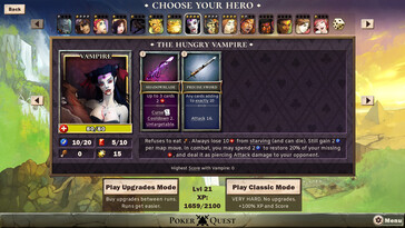 Na foto: Uma captura de tela do jogo Poker Quest: Swords and Spades.