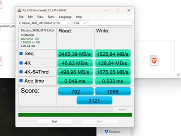 Desempenho antes da atualização do driver com meu SSD principal de 512 GB.