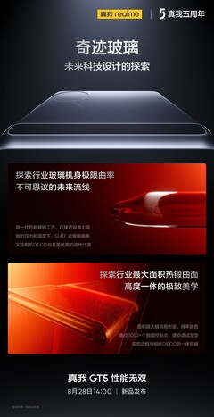 A Realme mostra seu novo GT5 com Miracle Glass antes de seu lançamento. (Fonte: Realme via Weibo)