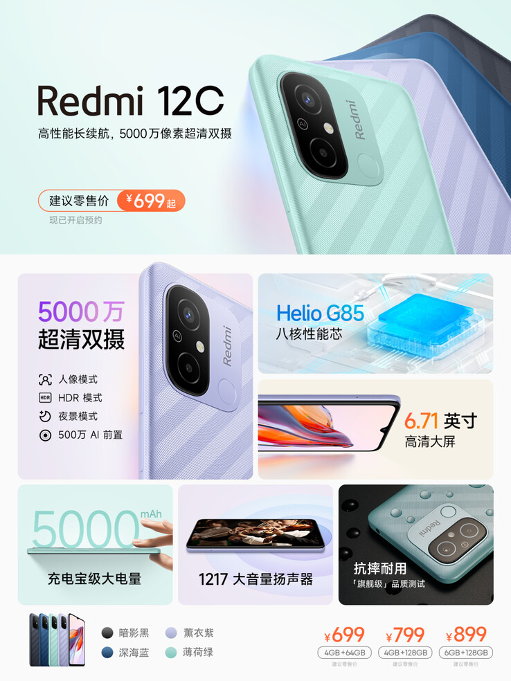 Os melhores atributos da Redmi 12C. (Fonte: Redmi)