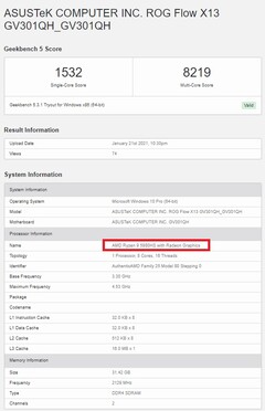 Ryzen 9 5980HS. (Fonte da imagem: Geekbench)