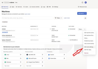 Editar configurações de rota