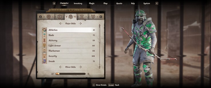 A interface do usuário recebeu uma reformulação visual. (Fonte da imagem: The Elder Scrolls IV: Oblivion Remastered)