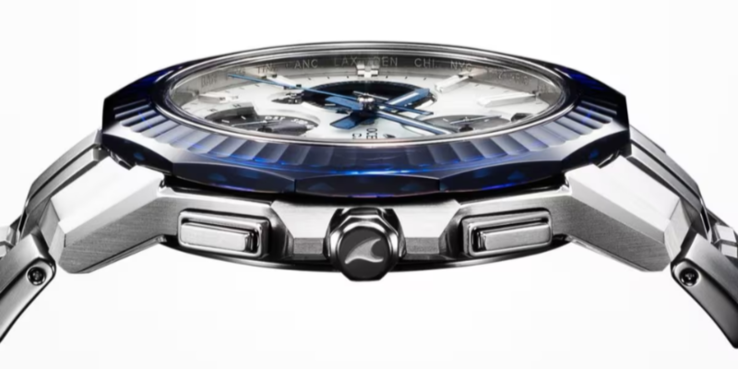 O relógio Casio Oceanus Manta OCWS6000PB7A é relativamente fino. (Fonte da imagem: Casio)