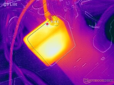 O adaptador CA pode atingir mais de 36 °C em jogos