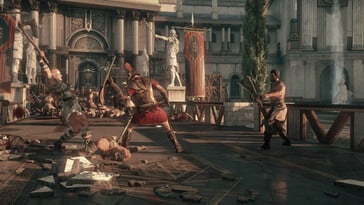 Uma imagem que mostra uma batalha em Ryse: Son of Rome.