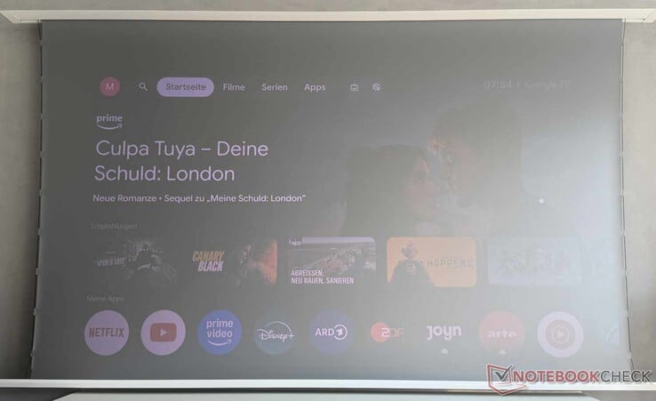 Interface do Google TV à luz do dia