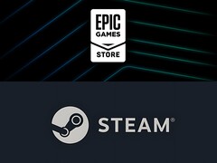 Logotipo da Epic Games Store acima do logotipo do Steam (Fonte da imagem: Epic Games, Steam com edições)