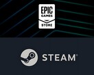 Logotipo da Epic Games Store acima do logotipo do Steam (Fonte da imagem: Epic Games, Steam com edições)