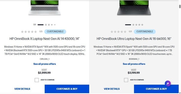 Preços de laptops HP Nvidia RTX Spark de 18 núcleos