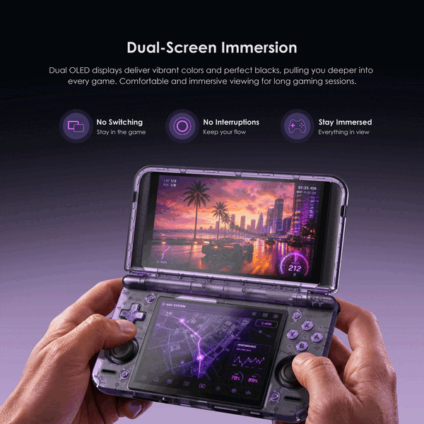 O Retroid Pocket Duo possui duas telas OLED.