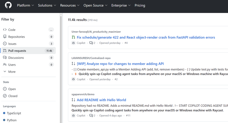 Mais de 11.000 solicitações pull contêm a mensagem não solicitada 