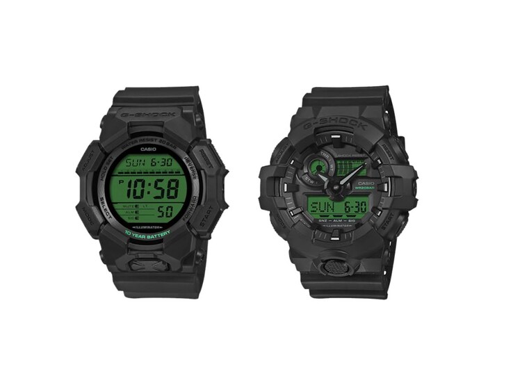 Da esquerda para a direita: os relógios Casio G-Shock GD-010BEG-1 e GA-700BEG-1A