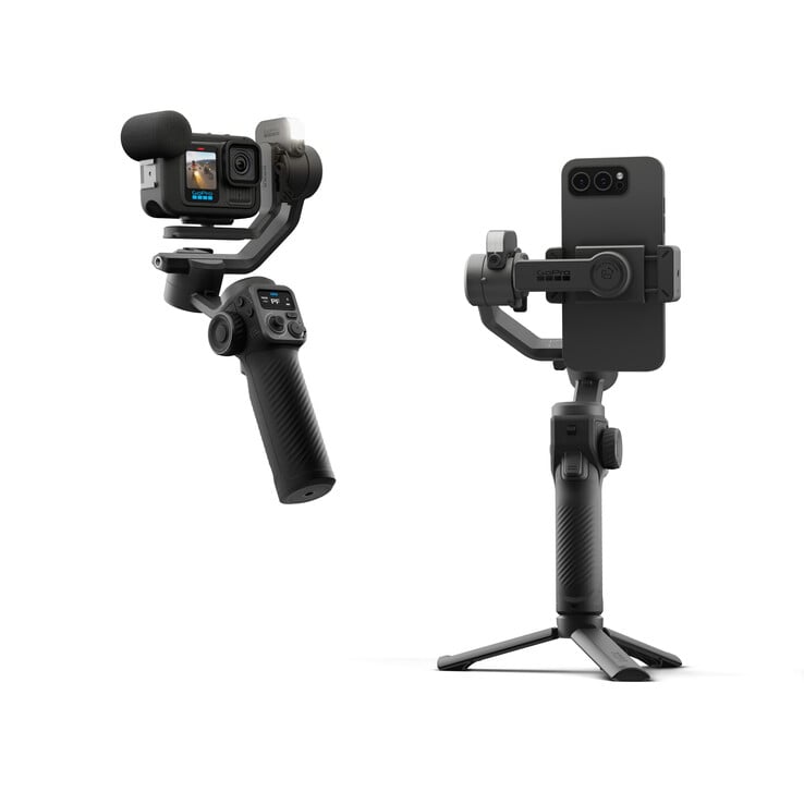 O GoPro Fluid Pro AI Gimbal é compatível com câmeras de ação e também com smartphones (Fonte da imagem: GoPro)