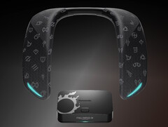 O alto-falante de pescoço Panasonic SC-GNW10S-FF SoundSlayer x Final Fantasy XIV oferece aos jogadores um som surround sem fio de baixa latência. (Fonte da imagem: Panasonic)