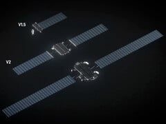 Comparação entre os tamanhos dos satélites da SpaceX de 3ª geração e da 2ª geração