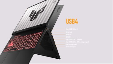 Portas do ASUS TUF Gaming A16. (Fonte: ASUS)