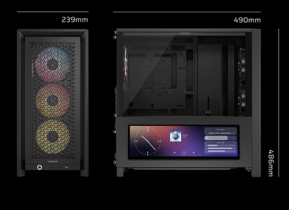 Dimensões do LCD Corsair Frame 4000D. (Fonte da imagem: Corsair)