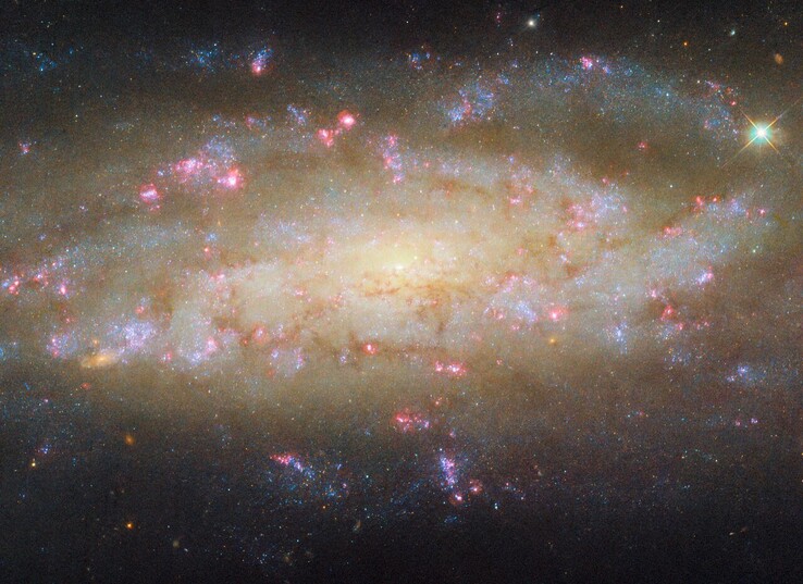 Uma imagem da galáxia espiral NGC 7456 capturada pelo Hubble (Fonte da imagem: ESA/Hubble, NASA e D. Thilker)