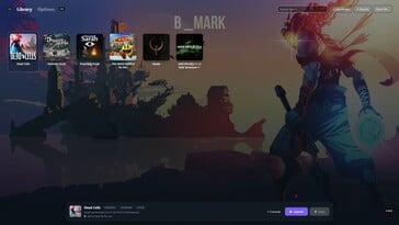 Interface da biblioteca de jogos do emulador B MARK para PlayStation 5