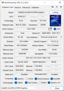 Arco Intel A370M com TGP 35W