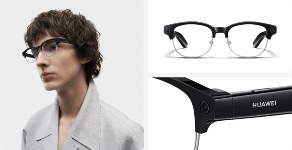 O Huawei AI Glasses tem uma câmera grande angular de 12 MP com EIS.