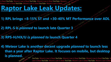 Informações da Intel Raptor Lake. (Fonte de imagem: MLID)